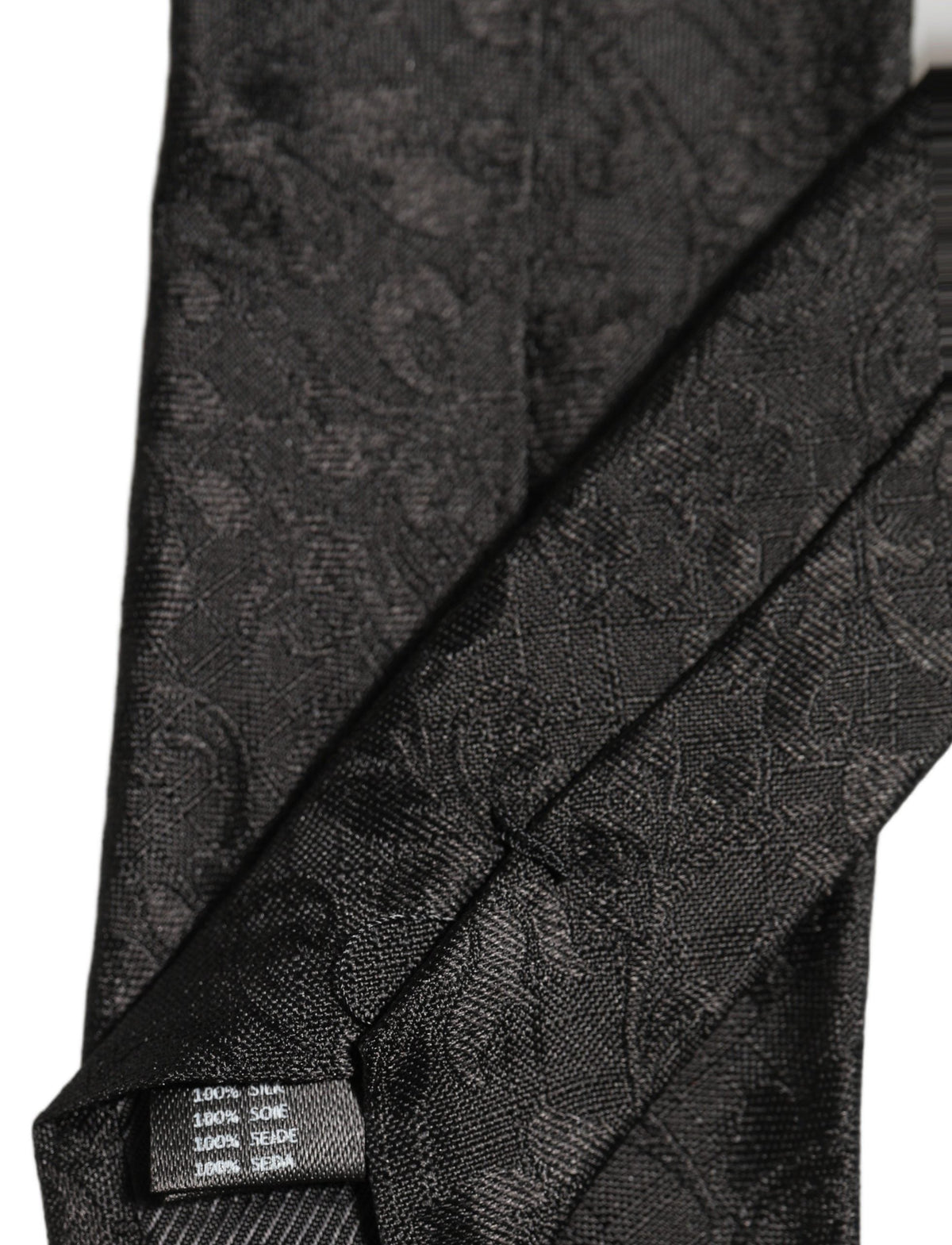 Dolce & Gabbana Men Black Silk Tonal Floral Adjustable Tied Necktie Tie