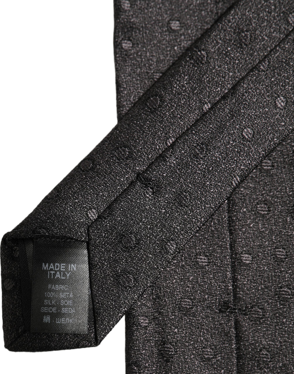 Dolce & Gabbana Men Black Polka Dot Silk Adjustable Tied Necktie Tie
