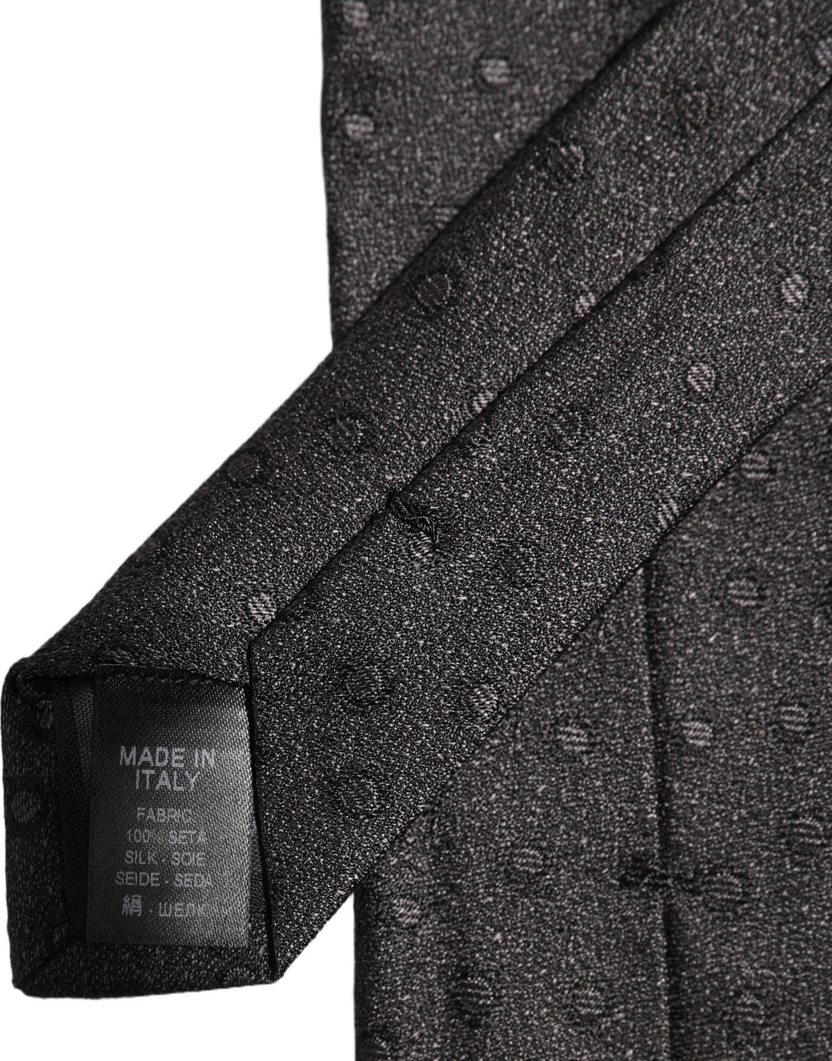 Dolce & Gabbana Men Black Polka Dot Silk Adjustable Tied Necktie Tie