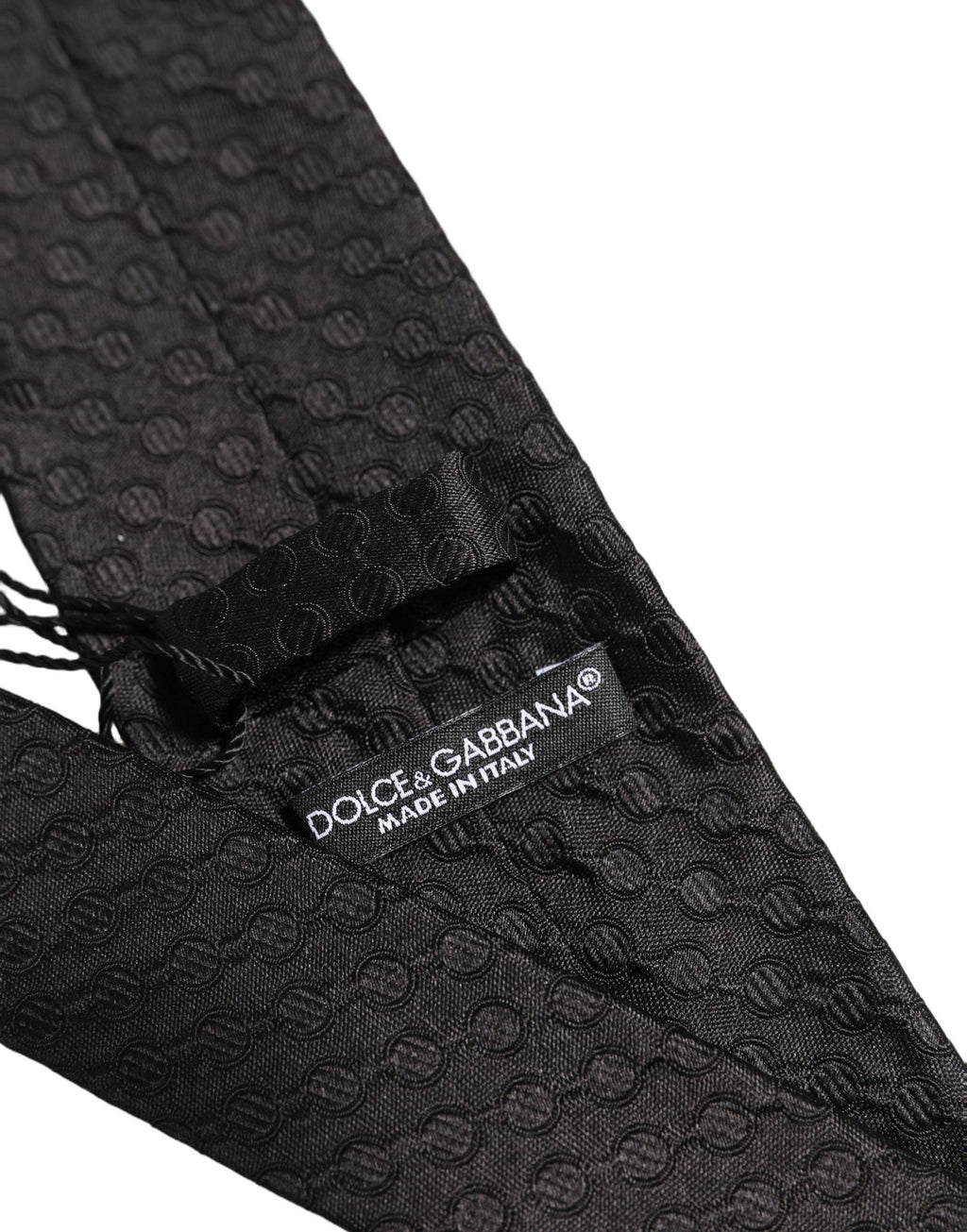 Dolce & Gabbana Men Black Silk Geometric Adjustable Tied Necktie Tie