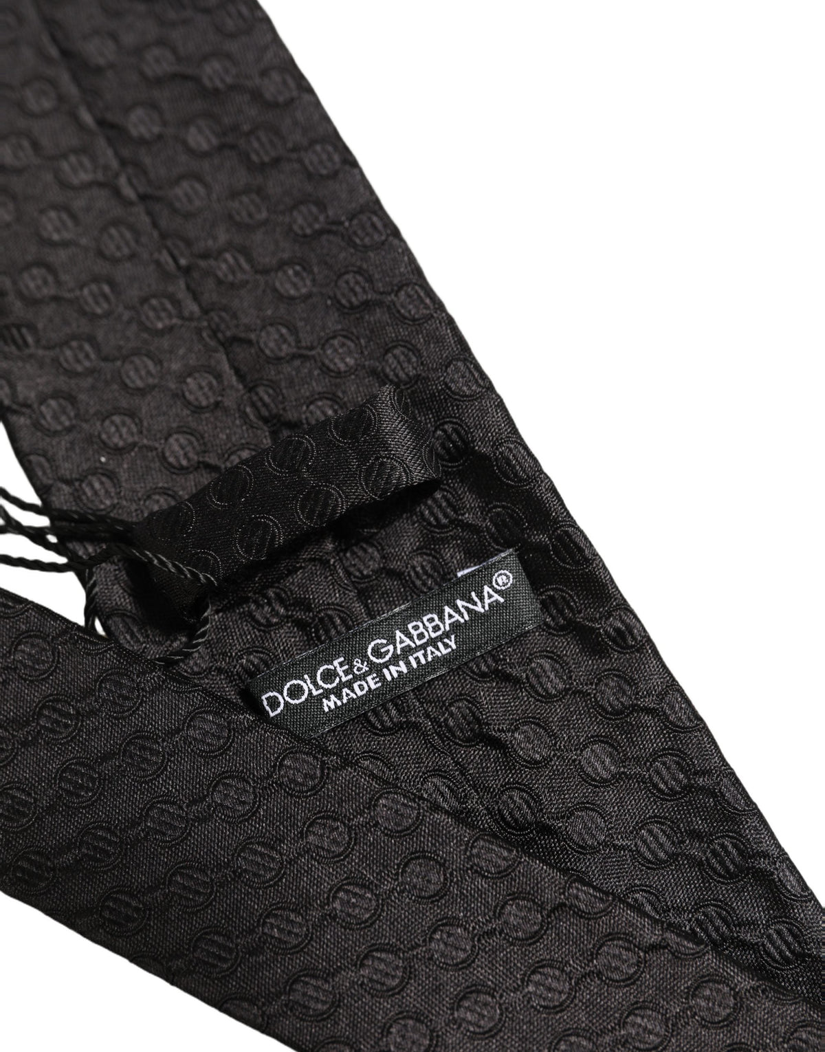 Dolce & Gabbana Men Black Silk Geometric Adjustable Tied Necktie Tie