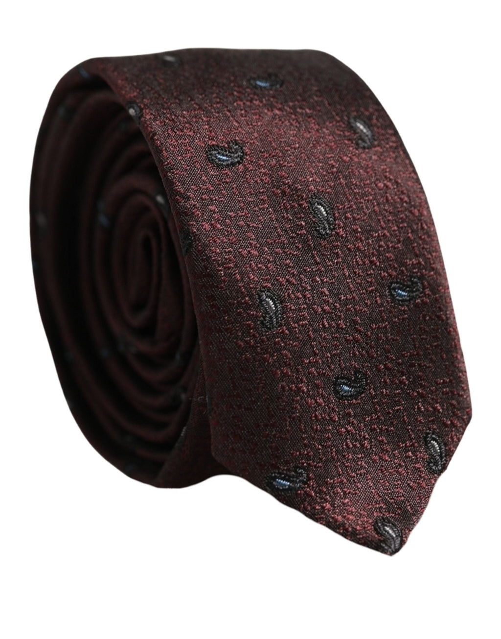 Dolce & Gabbana Men Burgundy Silk Paisley Adjustable Tied Necktie Tie