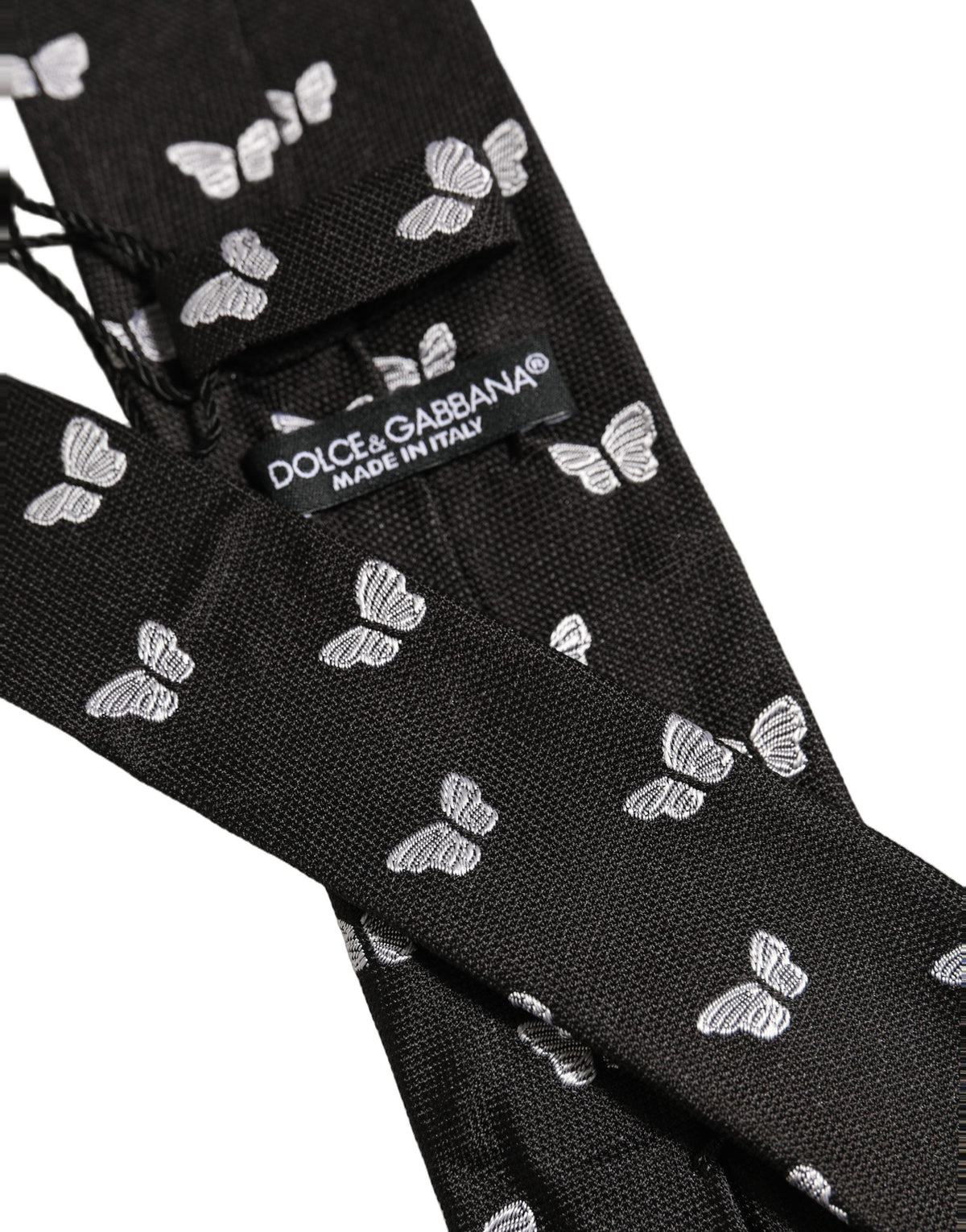 Dolce & Gabbana Men Black Silk Butterfly Adjustable Tied Necktie Tie