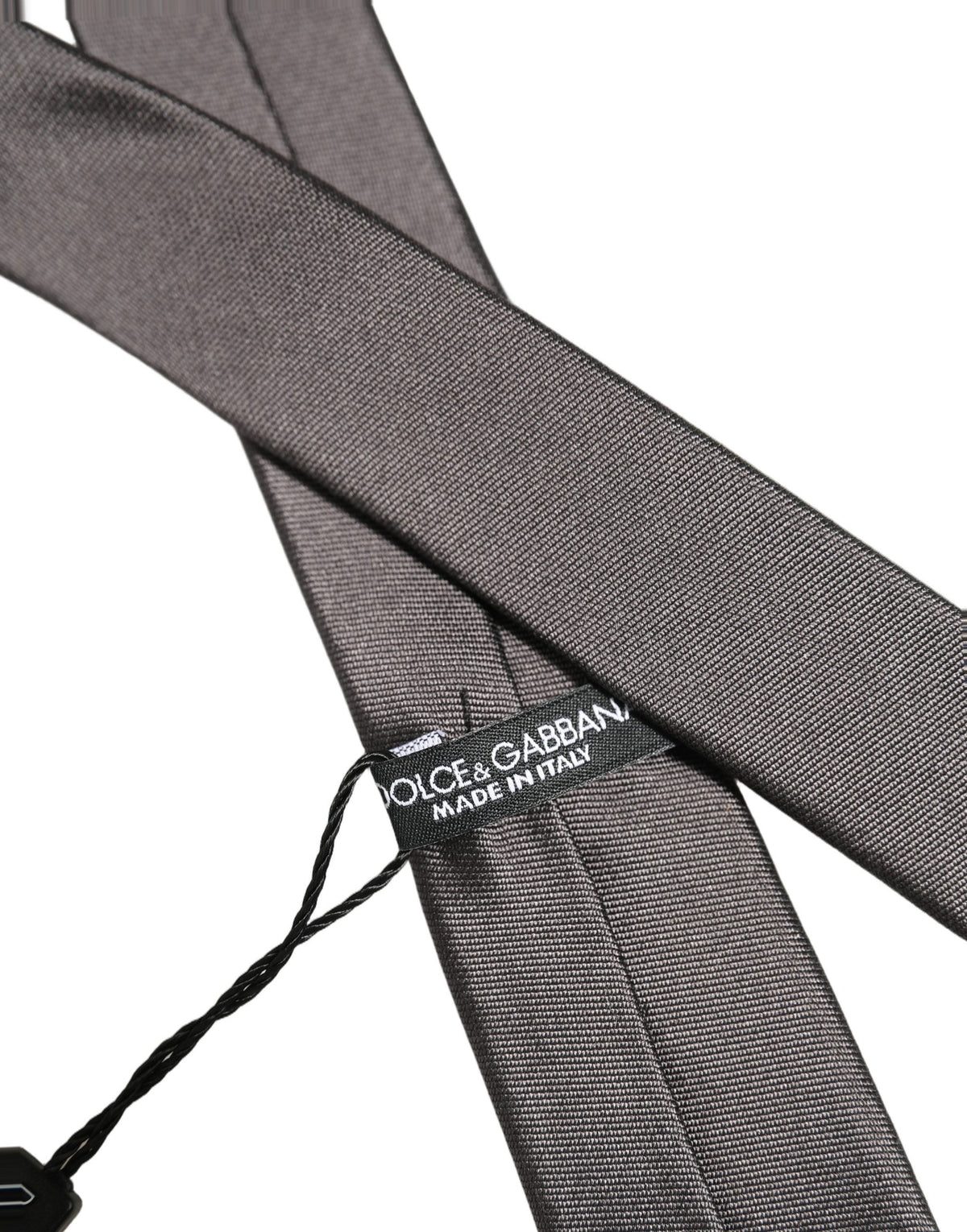 Dolce & Gabbana Black Woven 100% Silk Adjustable Necktie Accessory Tie