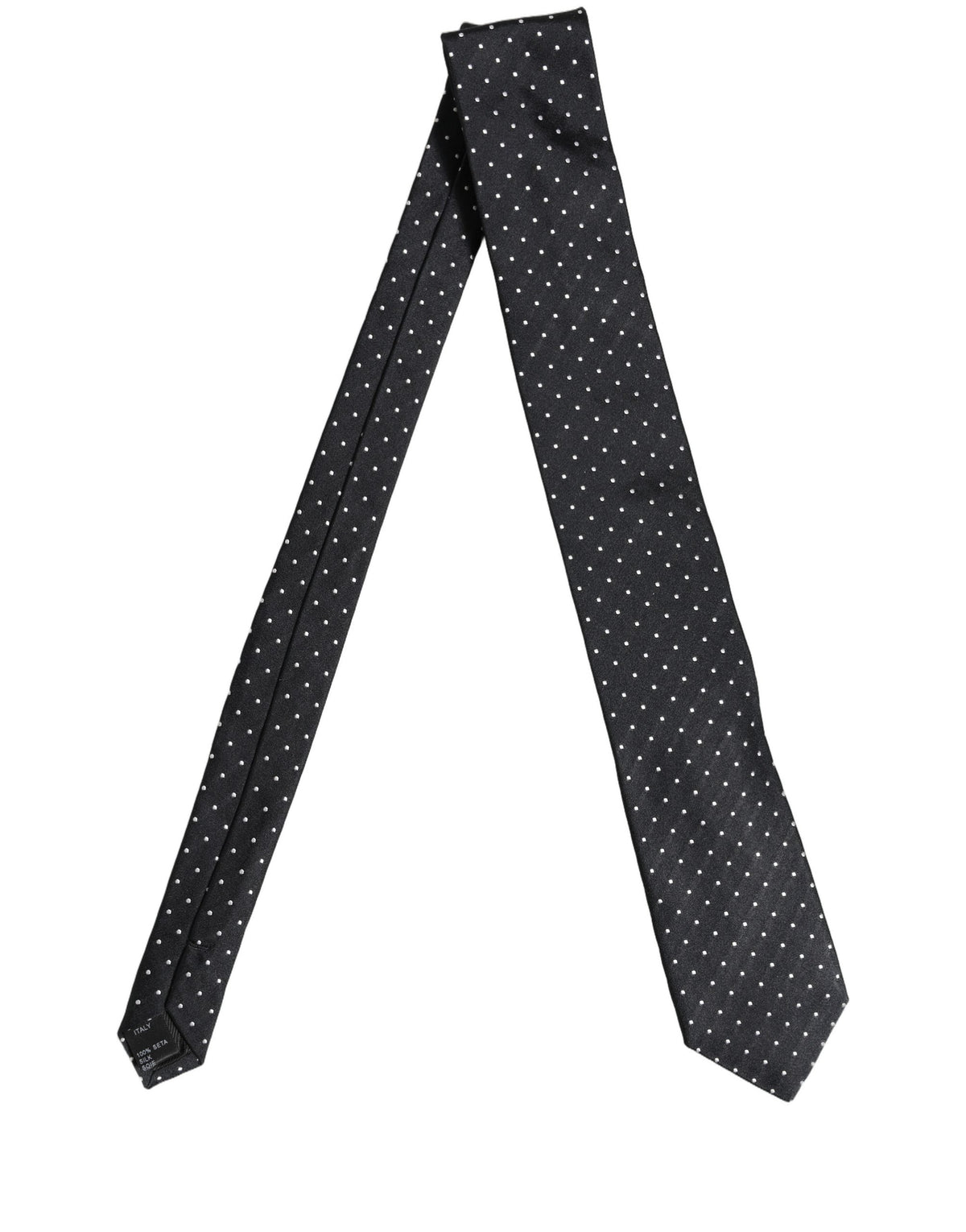 Dolce & Gabbana Dark Blue Silk Polka Dot Adjustable Tied Men Necktie Tie