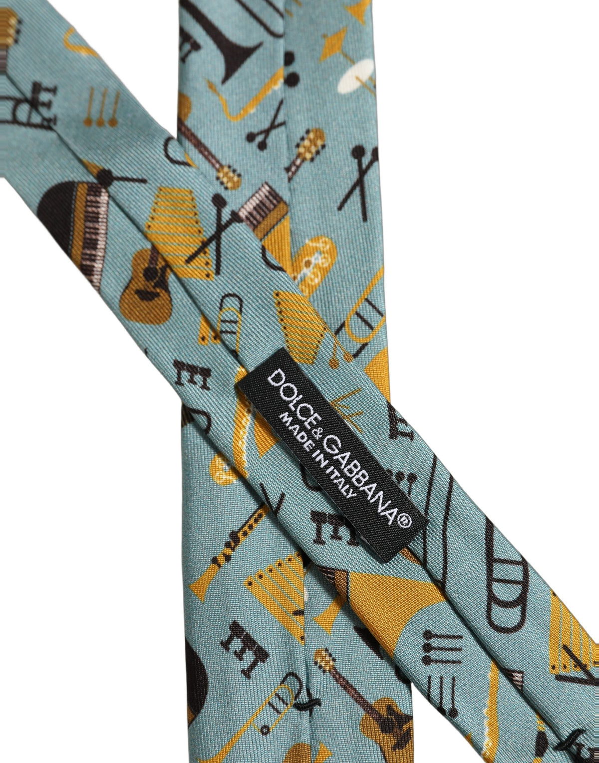 Dolce & Gabbana Light Blue Instruments Adjustable Tied Men Necktie Tie