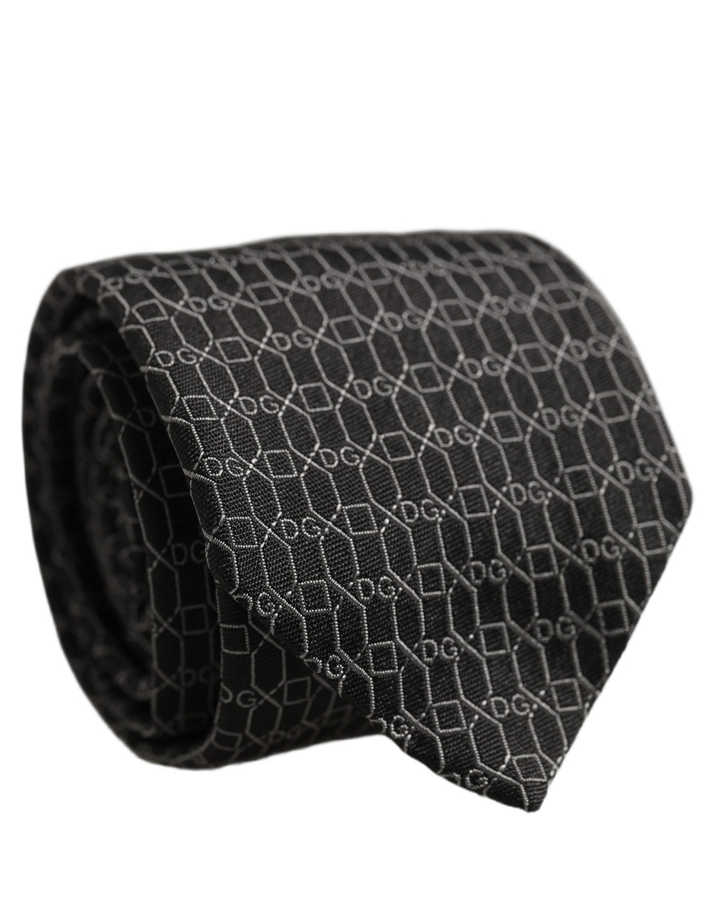 Dolce & Gabbana Dark Gray Silk DG Monogram Adjustable Tied Necktie Tie