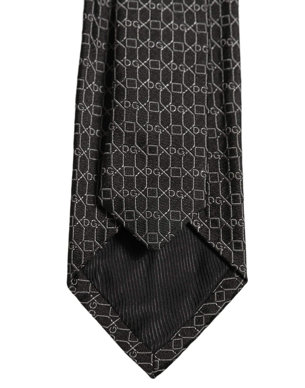 Dolce & Gabbana Dark Gray Silk DG Monogram Adjustable Tied Necktie Tie