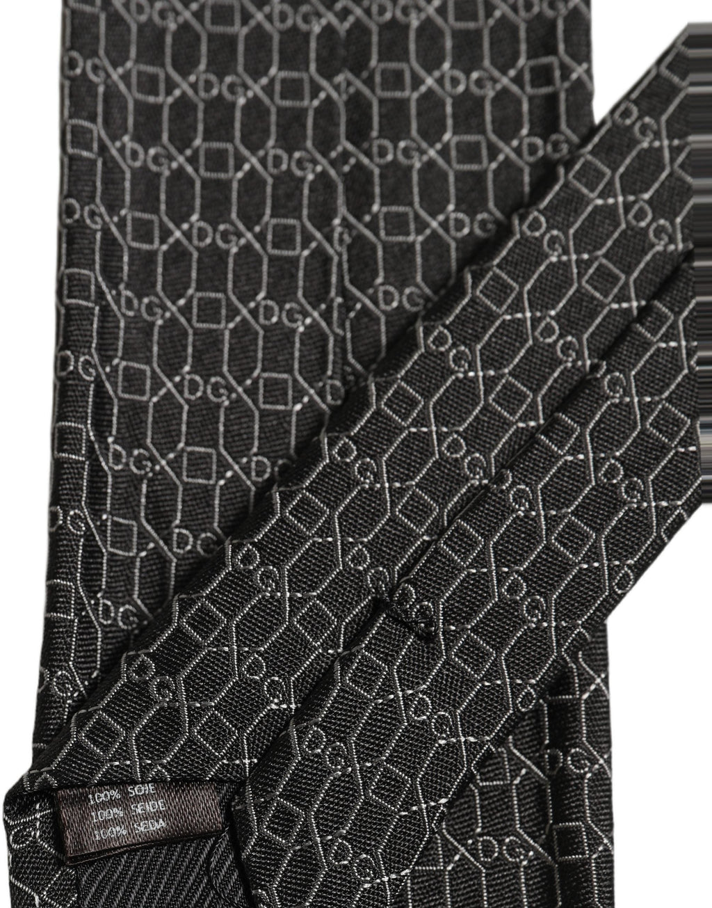 Dolce & Gabbana Dark Gray Silk DG Monogram Adjustable Tied Necktie Tie