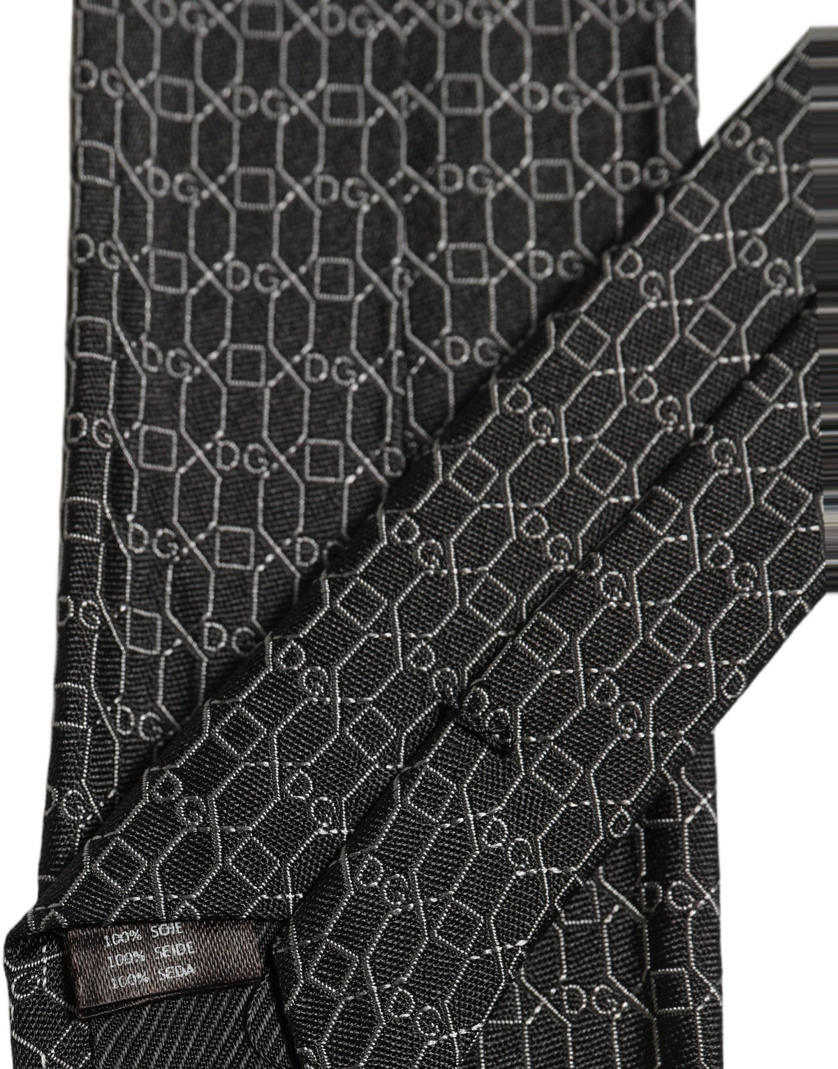 Dolce & Gabbana Dark Gray Silk DG Monogram Adjustable Tied Necktie Tie