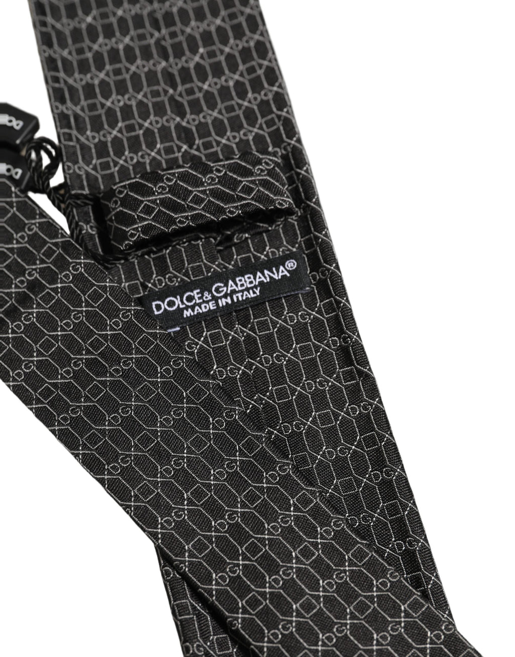 Dolce & Gabbana Dark Gray Silk DG Monogram Adjustable Tied Necktie Tie