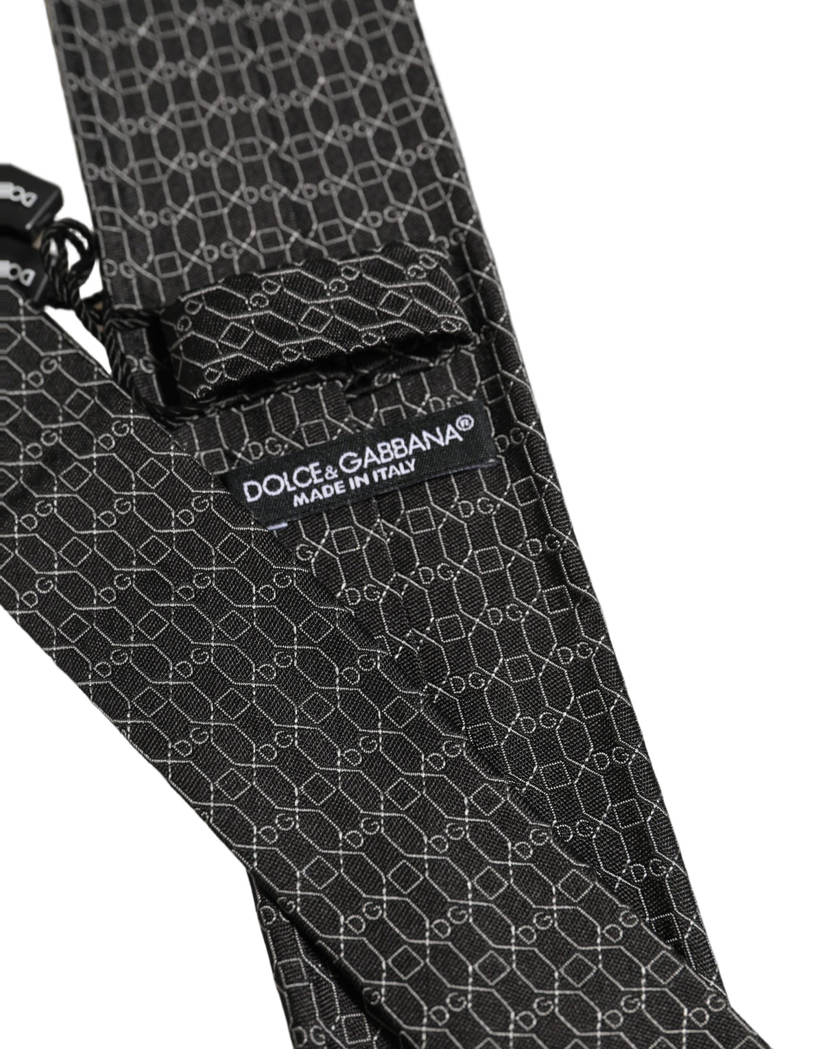 Dolce & Gabbana Dark Gray Silk DG Monogram Adjustable Tied Necktie Tie