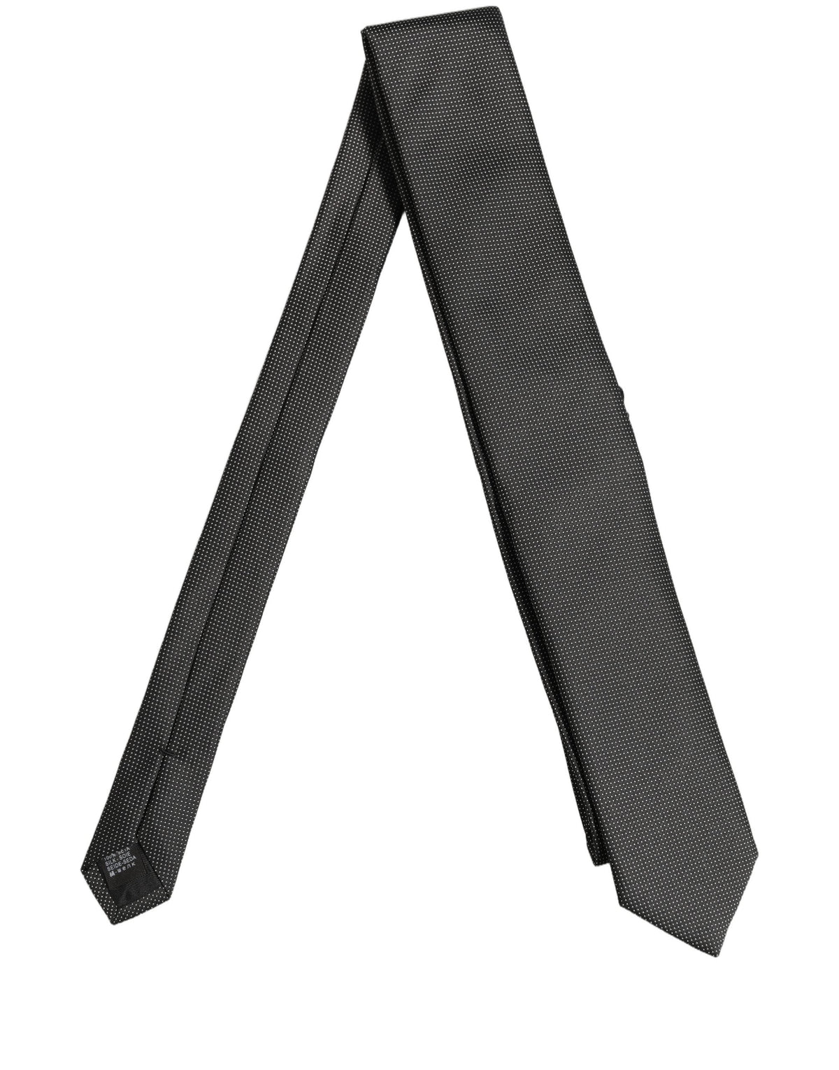 Dolce & Gabbana Black Silk Micro Polka Dot Adjustable Tied Necktie Tie