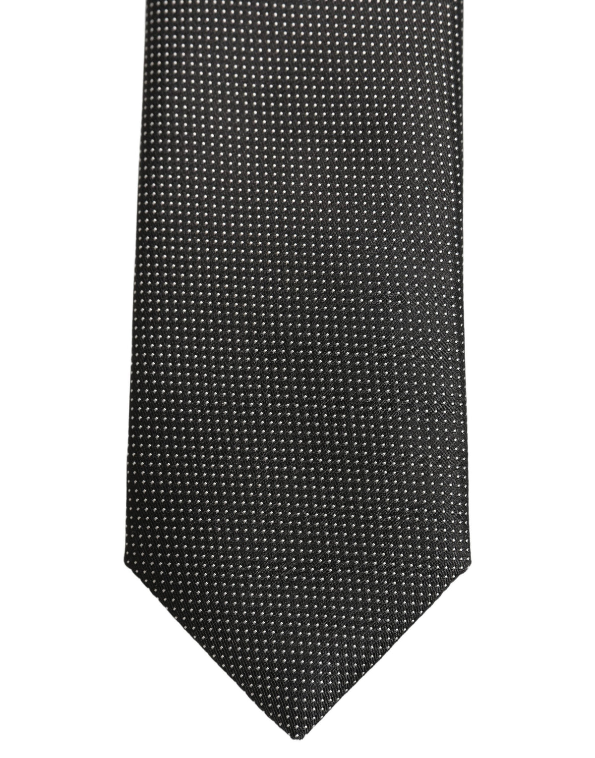 Dolce & Gabbana Black Silk Micro Polka Dot Adjustable Tied Necktie Tie