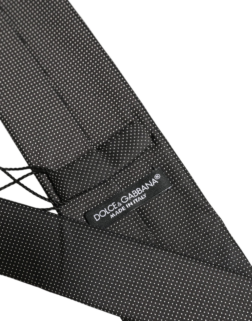 Dolce & Gabbana Black Silk Micro Polka Dot Adjustable Tied Necktie Tie