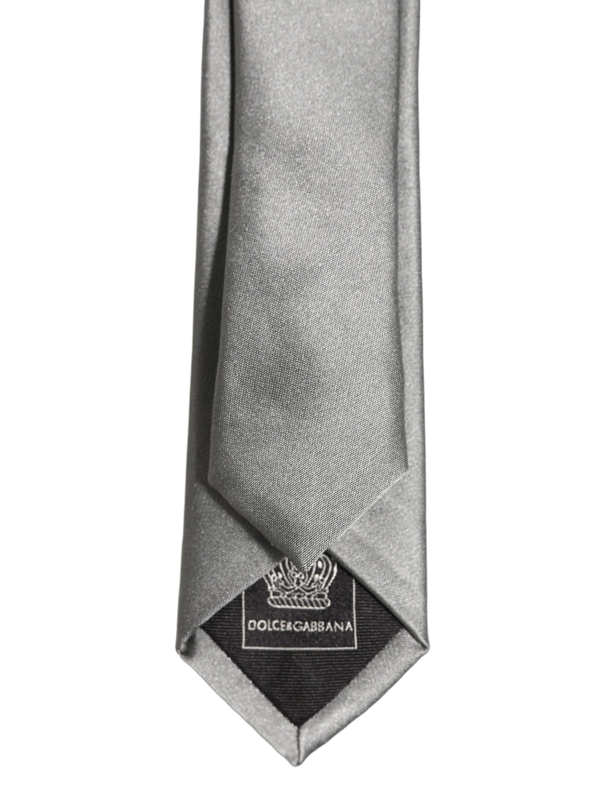 Dolce & Gabbana Gray Satin 100% Silk Adjustable Tied Men Necktie Tie