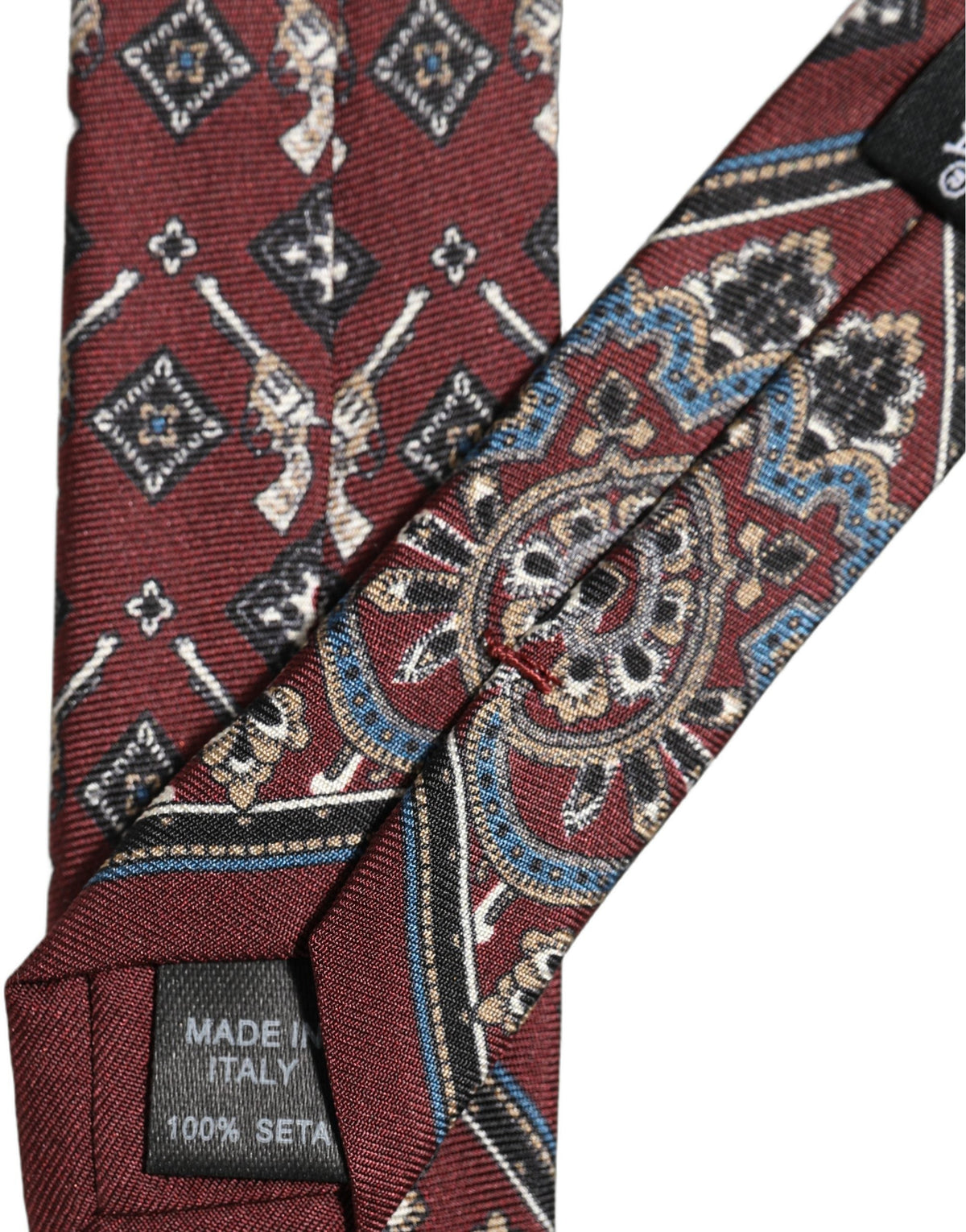 Dolce & Gabbana Bordeaux Printed 100% Silk Adjustable Men Necktie Tie