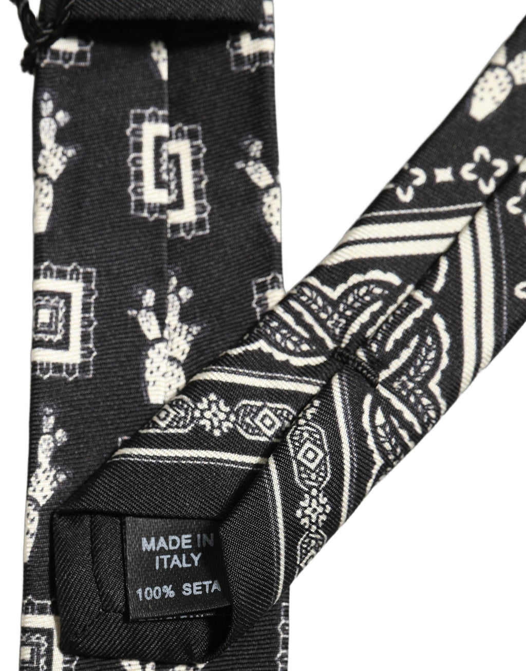 Dolce & Gabbana Black Patterned 100%Silk Adjustable Necktie Accessory Tie