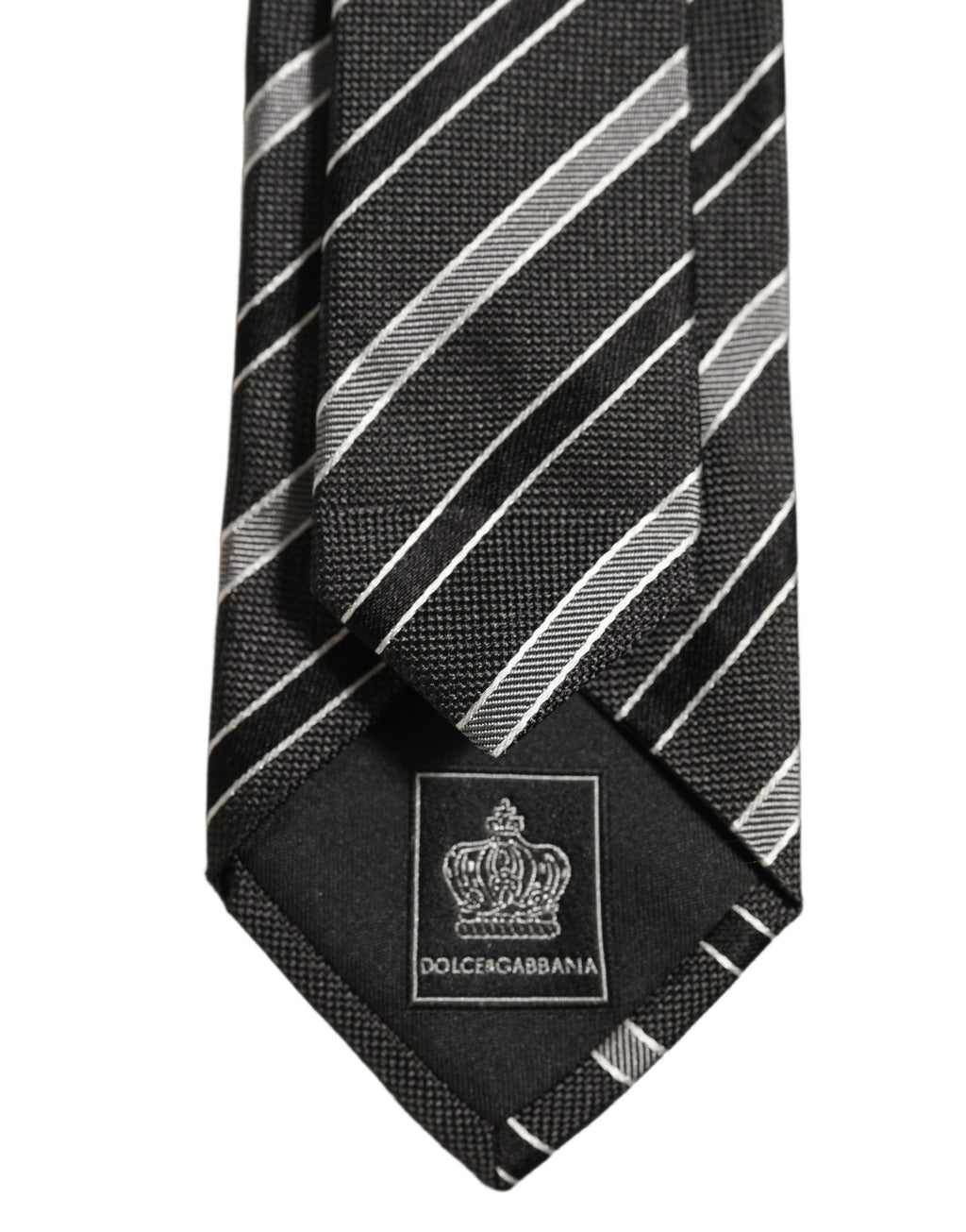 Dolce & Gabbana Black Gray Stripes Silk Adjustable Necktie Accessory Tie