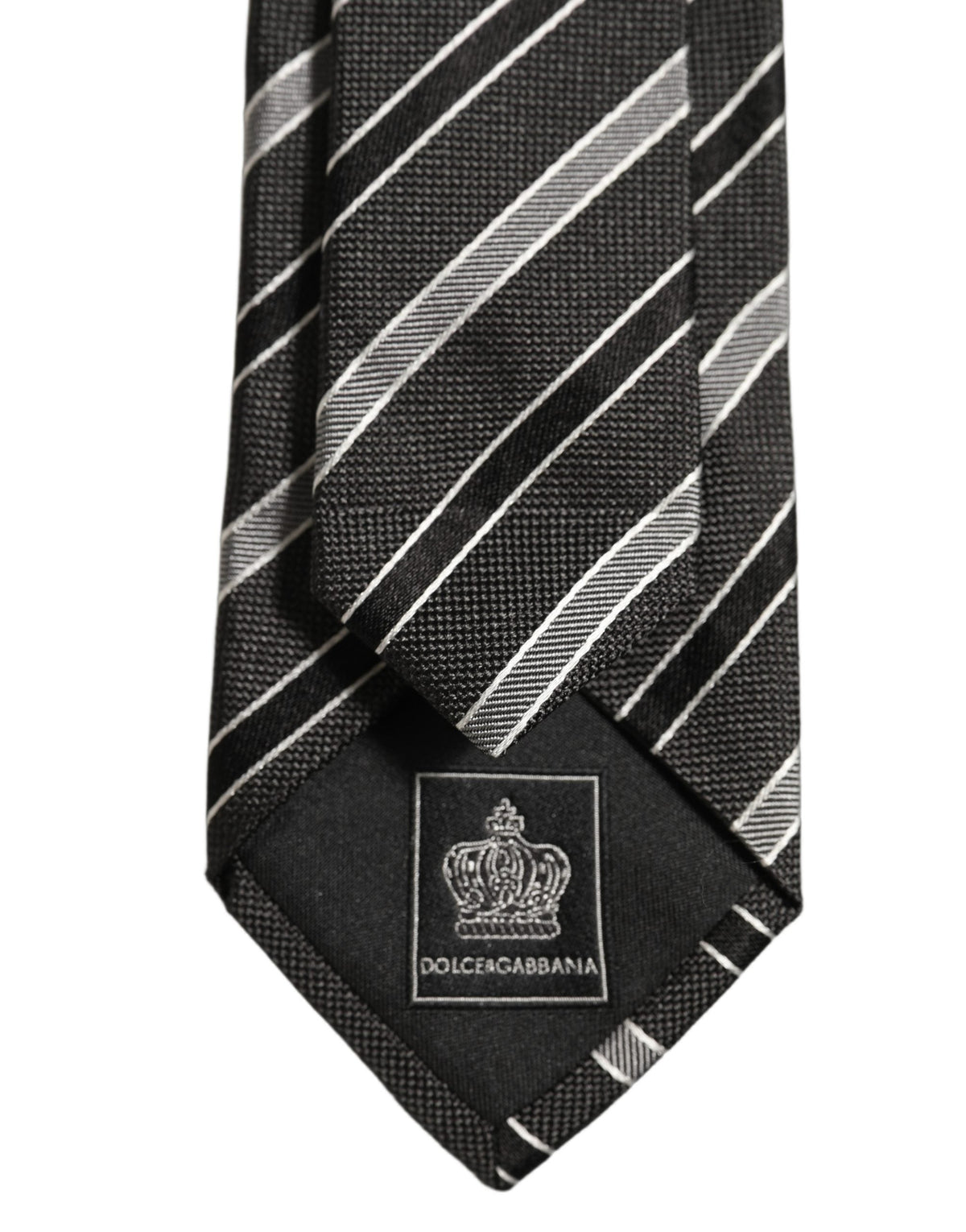 Dolce & Gabbana Black Gray Stripes Silk Adjustable Necktie Accessory Tie