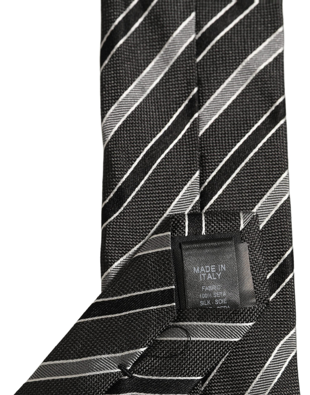 Dolce & Gabbana Black Gray Stripes Silk Adjustable Necktie Accessory Tie