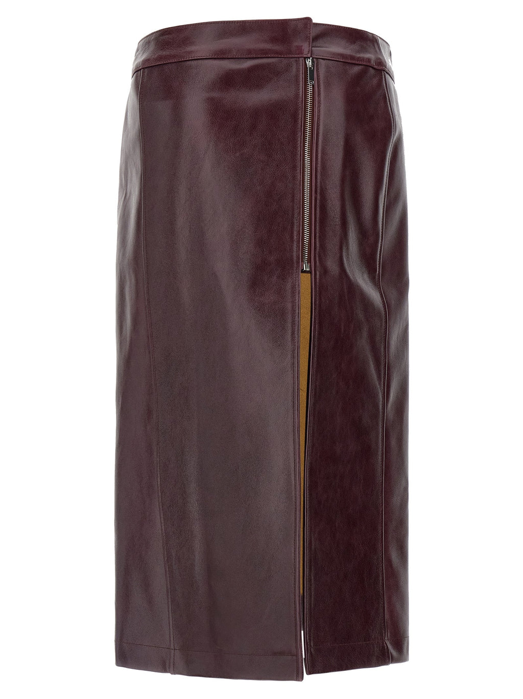 Armarium Bordeaux Cowhide Midi Skirt