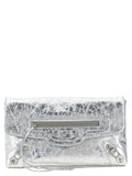 Balenciaga Silver Lamb Leather Clutch Bag