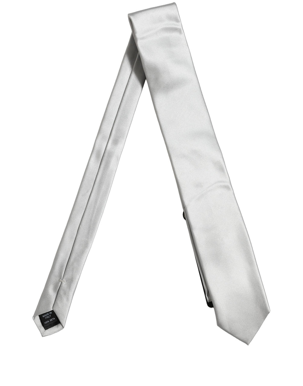 Dolce & Gabbana Gray Satin 100% Silk Adjustable Tied Men Necktie Tie