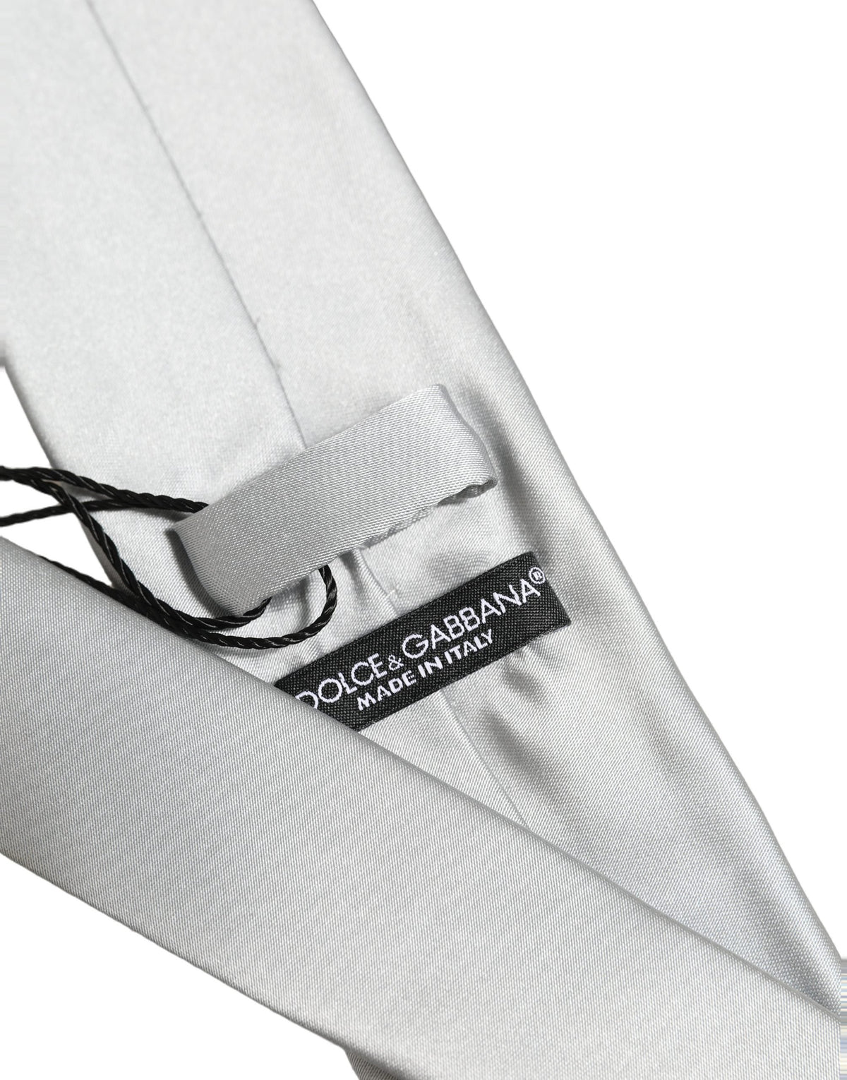 Dolce & Gabbana Gray Satin 100% Silk Adjustable Tied Men Necktie Tie