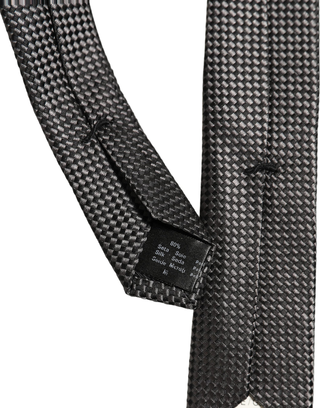Dolce & Gabbana Dark Gray Textured Silk Adjustable Necktie Accessory Tie