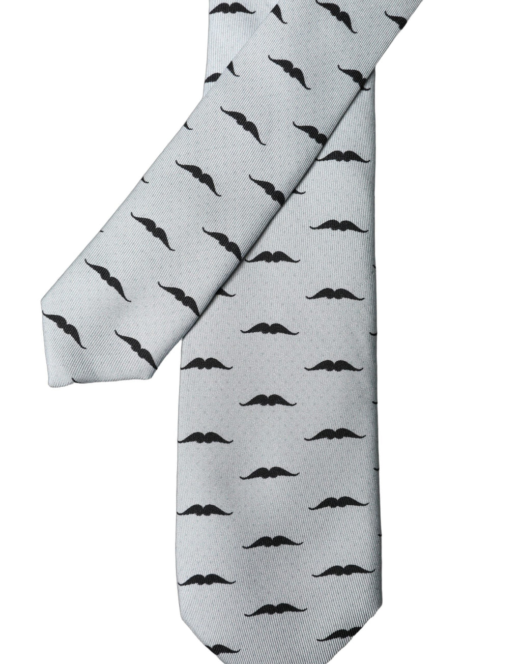 Dolce & Gabbana Light Gray Mustache Silk Adjustable Necktie Accessory