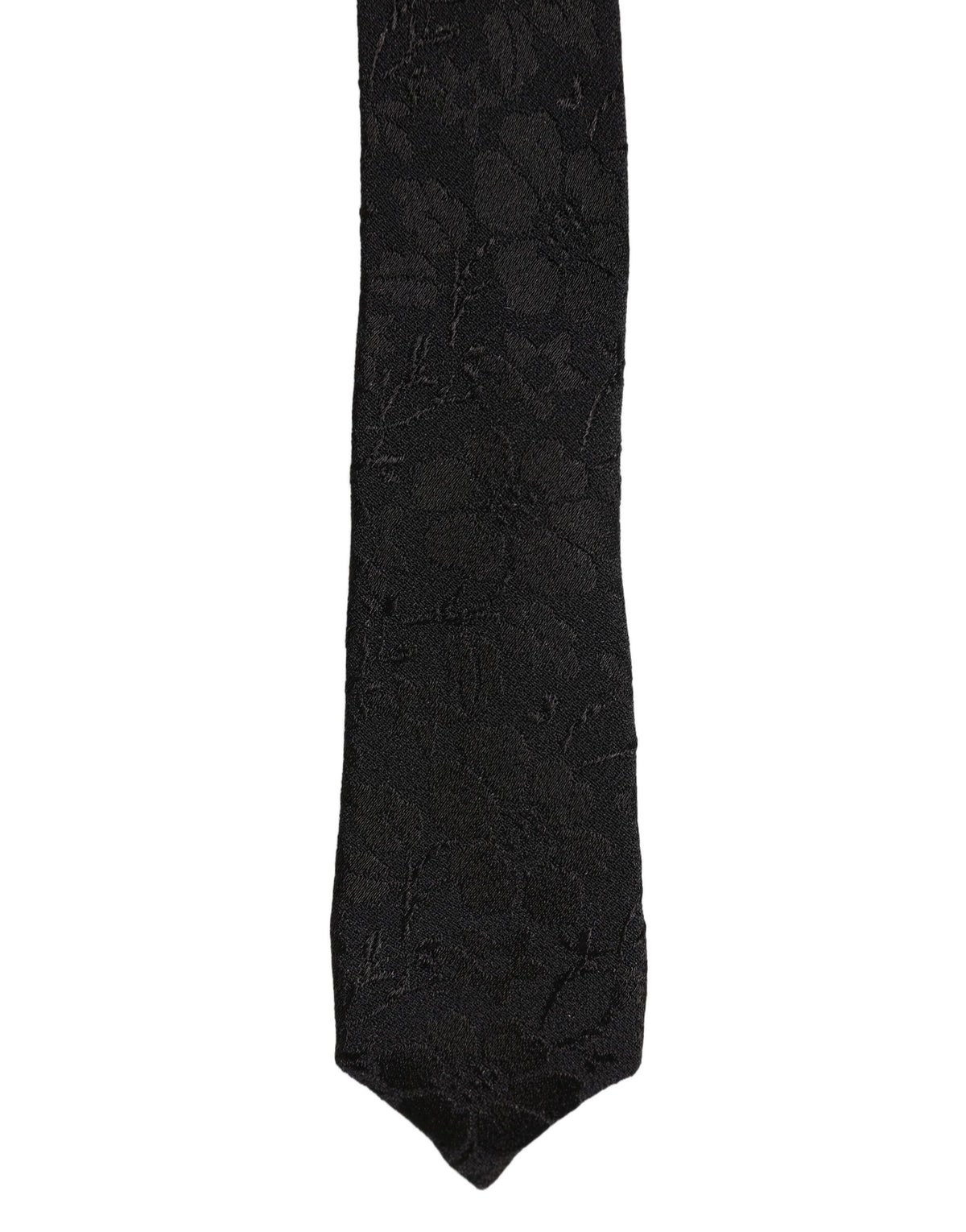 Dolce & Gabbana Black Floral Brocade Silk Adjustable Necktie Accessory Tie