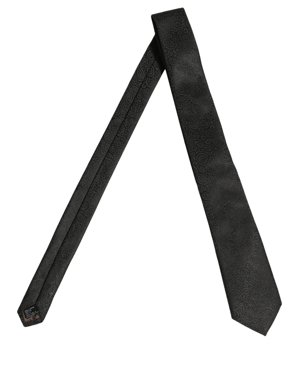 Dolce & Gabbana Black Swirl Pattern Silk Adjustable Necktie Accessory Tie