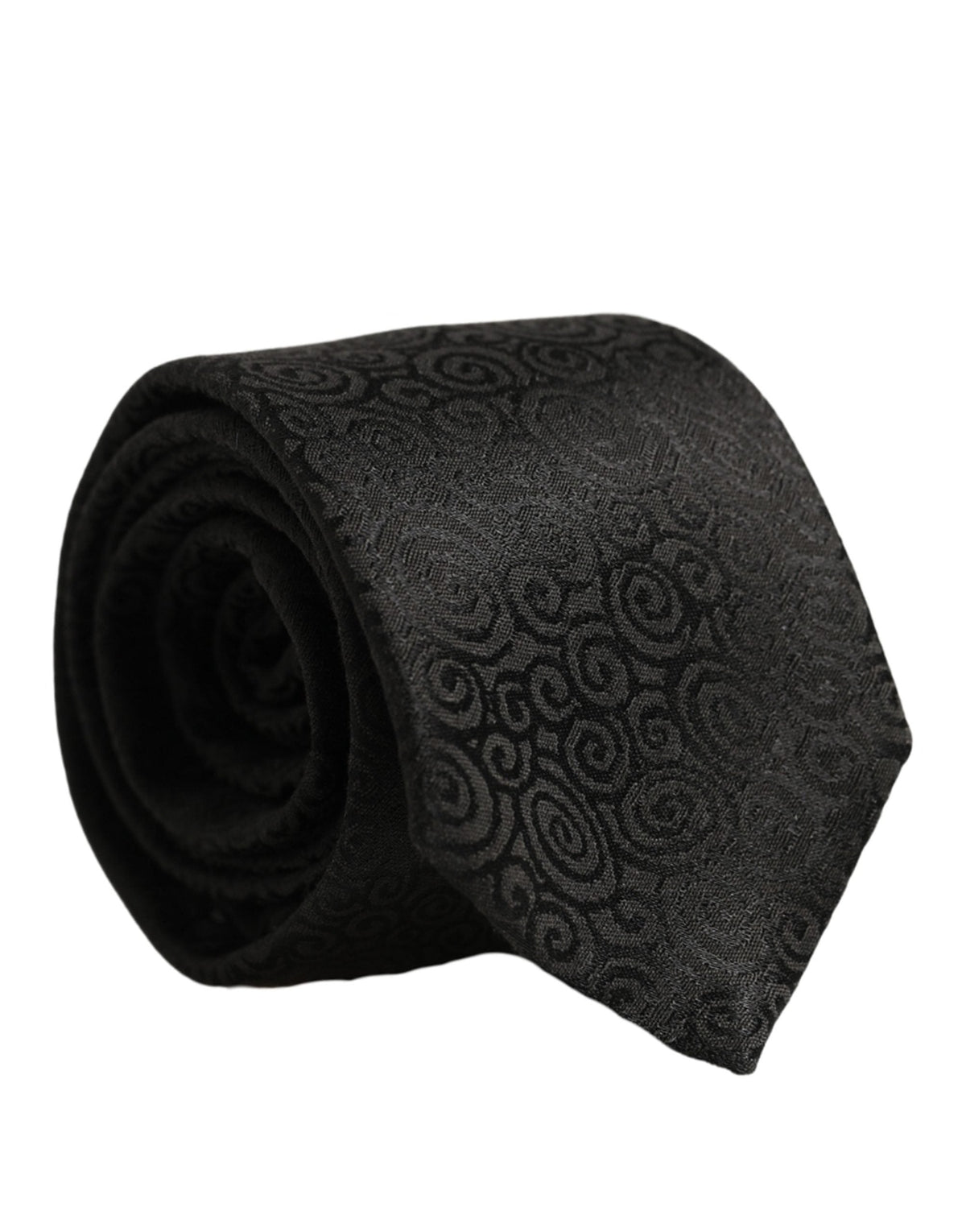 Dolce & Gabbana Black Swirl Pattern Silk Adjustable Necktie Accessory Tie