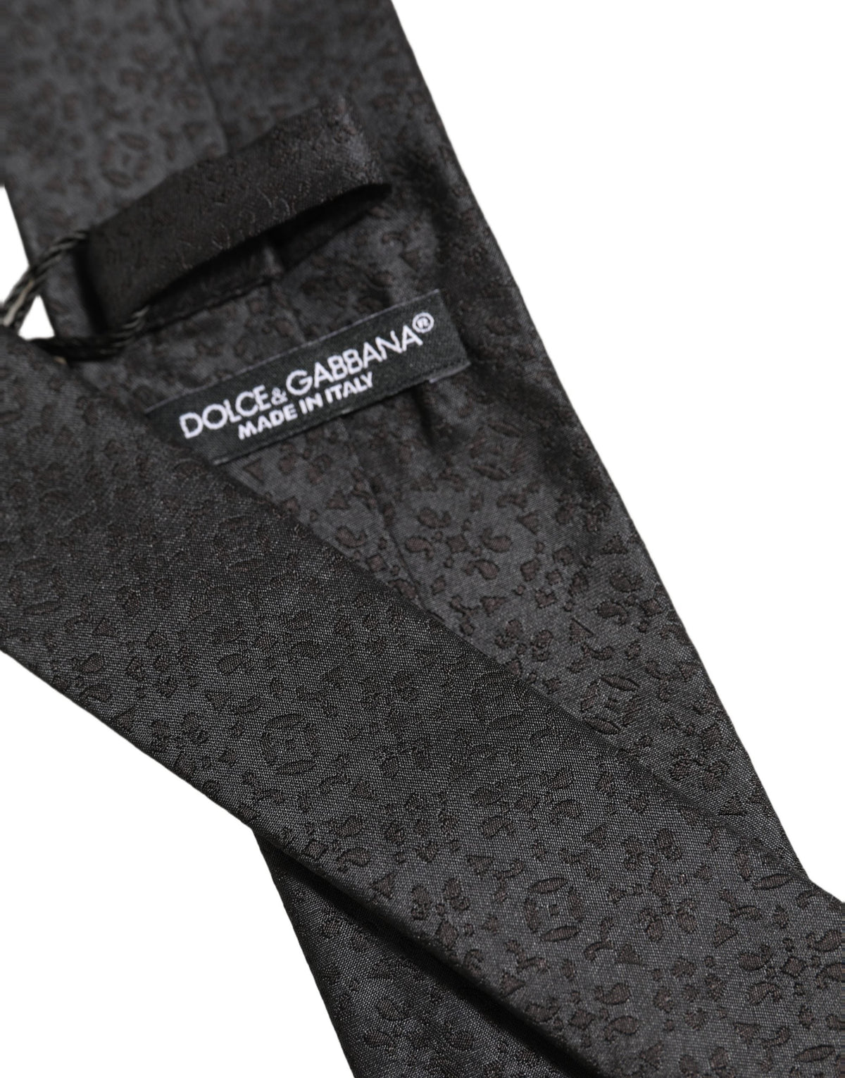 Dolce & Gabbana Black Jacquard Silk Adjustable Necktie Men Accessory Tie