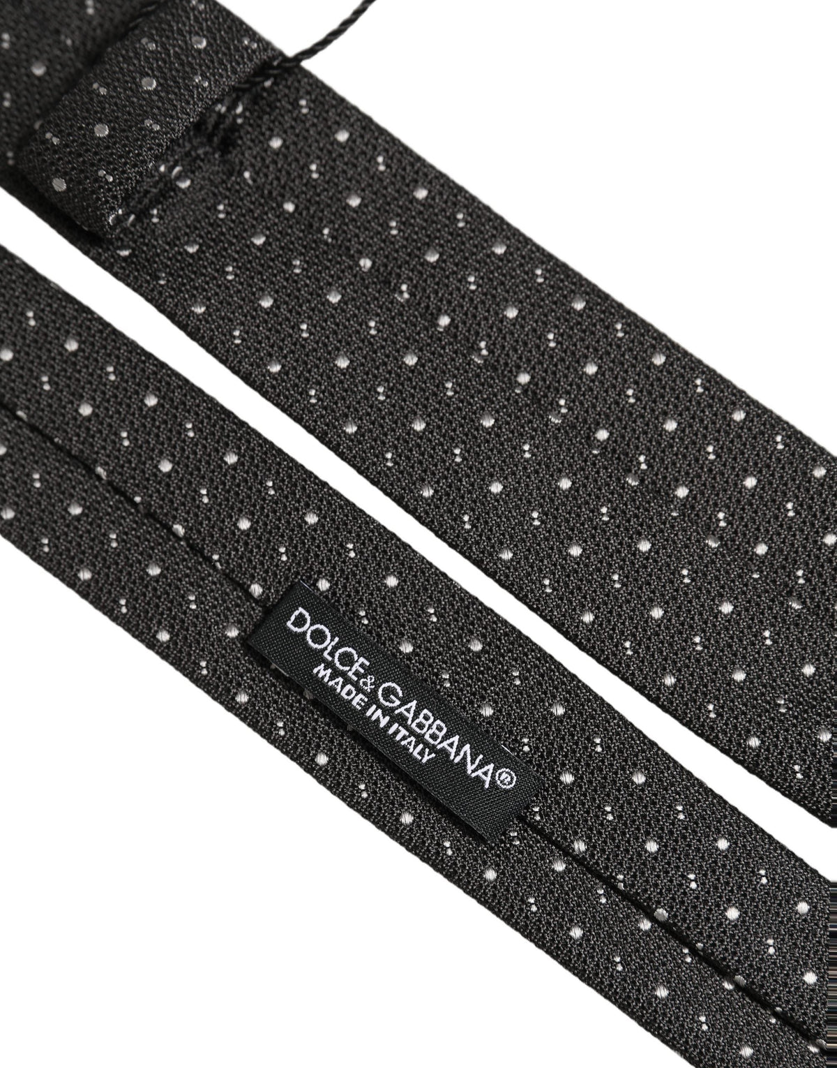 Dolce & Gabbana Dark Gray Polka Dot Silk Adjustable Necktie Accessory Tie