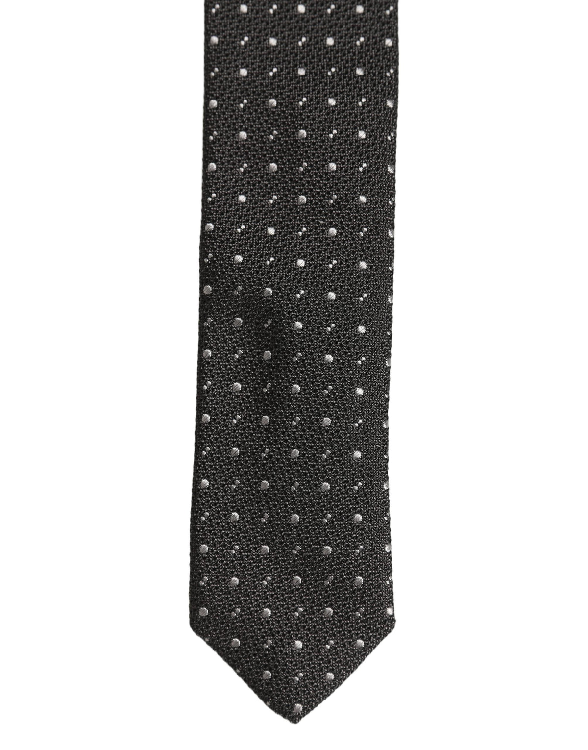 Dolce & Gabbana Dark Gray Polka Dot Silk Adjustable Necktie Accessory Tie