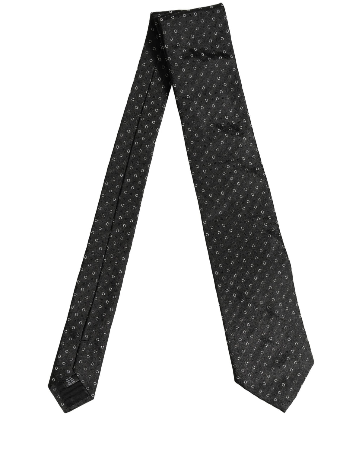 Dolce & Gabbana Black Geometric Circle Adjustable Necktie Accessory Tie