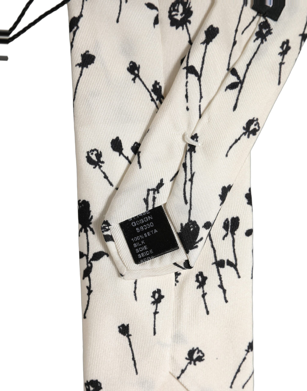 Dolce & Gabbana Off White Floral Print Adjustable Necktie Accessory Tie