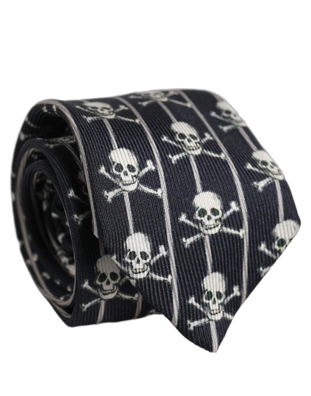 Dolce & Gabbana Men Black Silk Skull Fantasy Adjustable Tied Necktie Tie