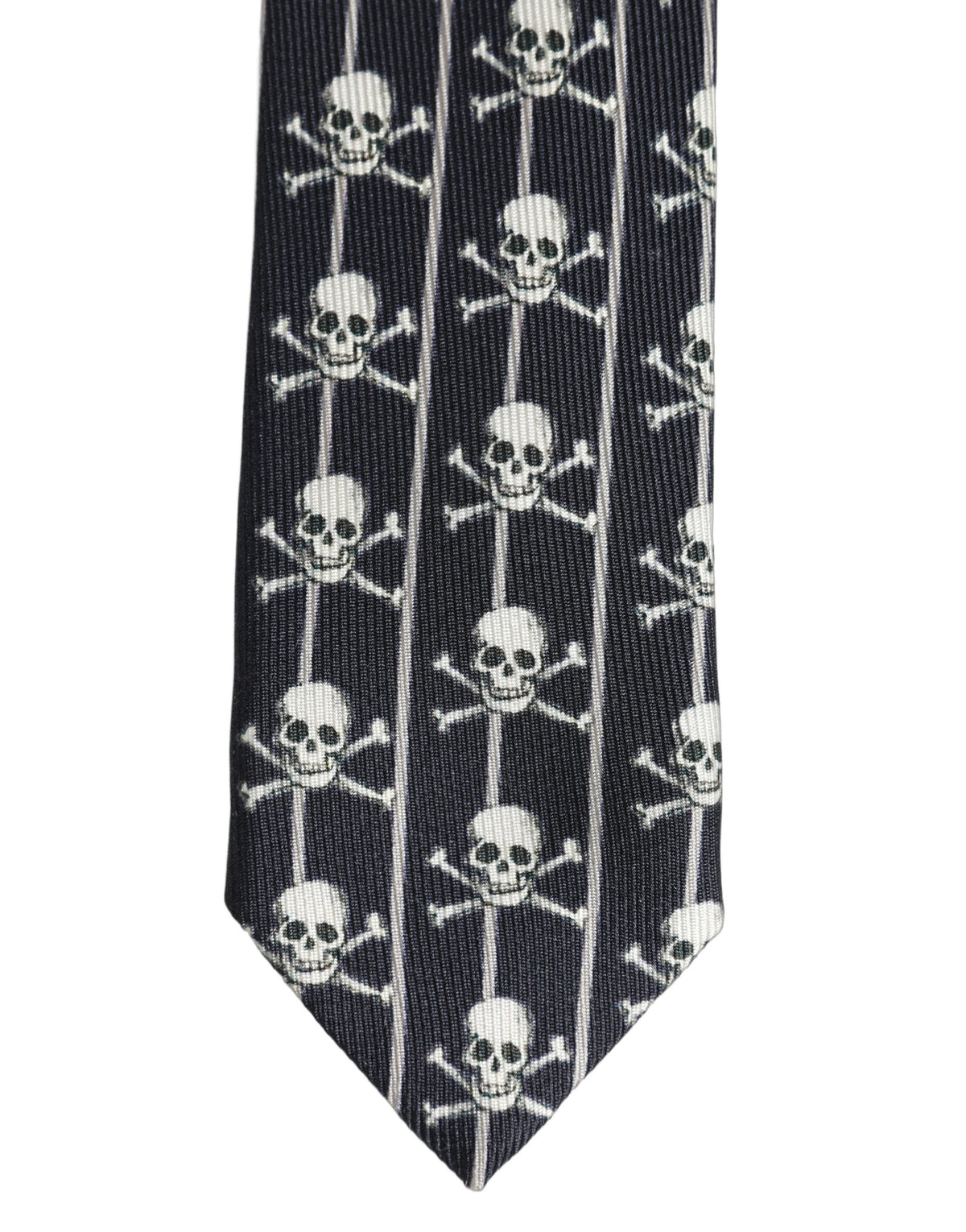 Dolce & Gabbana Men Black Silk Skull Fantasy Adjustable Tied Necktie Tie