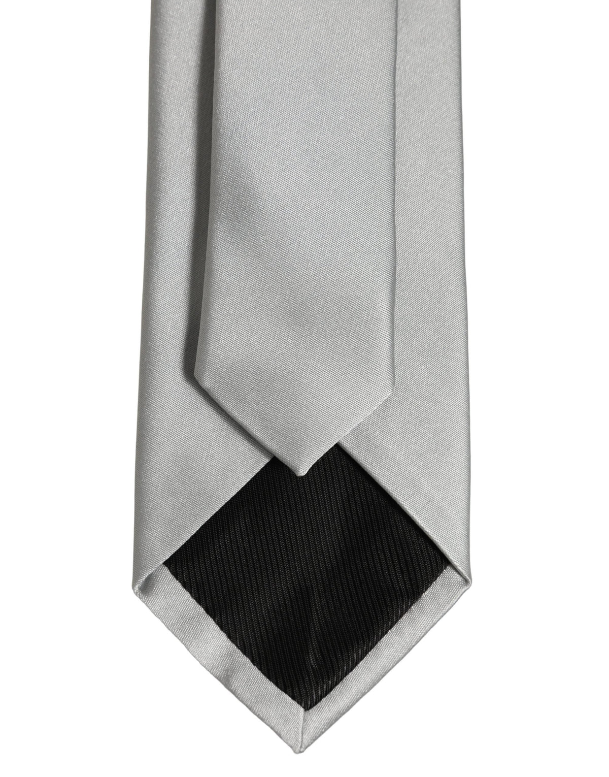 Dolce & Gabbana Gray Satin 100% Silk Adjustable Tied Men Necktie Tie