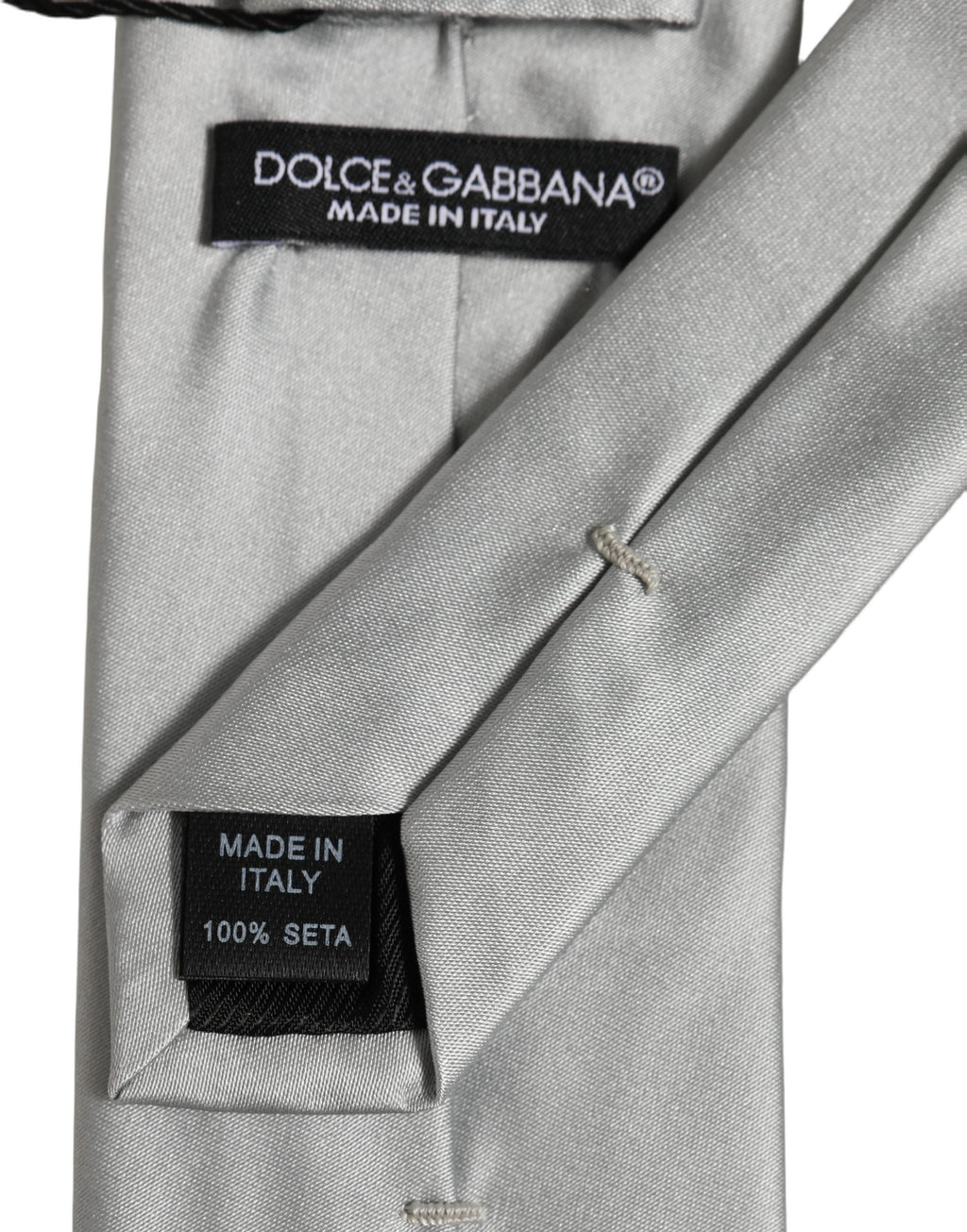 Dolce & Gabbana Gray Satin 100% Silk Adjustable Tied Men Necktie Tie
