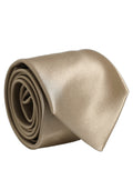 Dolce & Gabbana Beige Satin Silk Adjustable Tied Necktie Accessory Tie