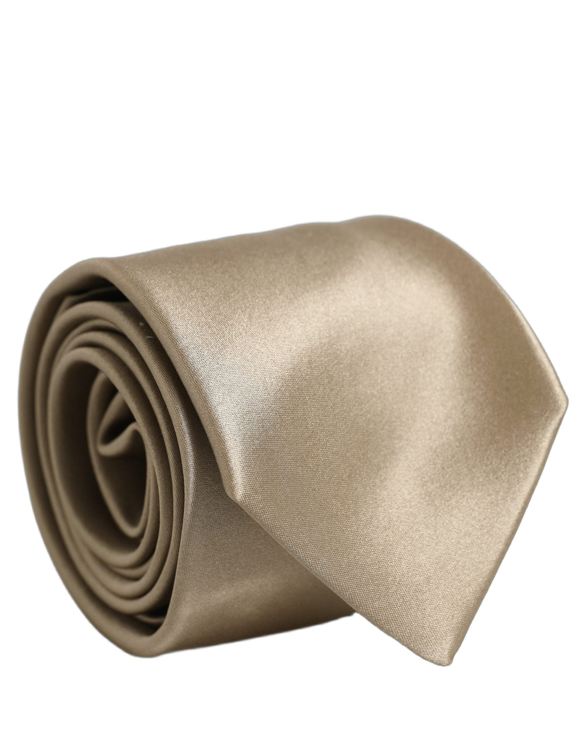 Dolce & Gabbana Beige Satin Silk Adjustable Tied Necktie Accessory Tie