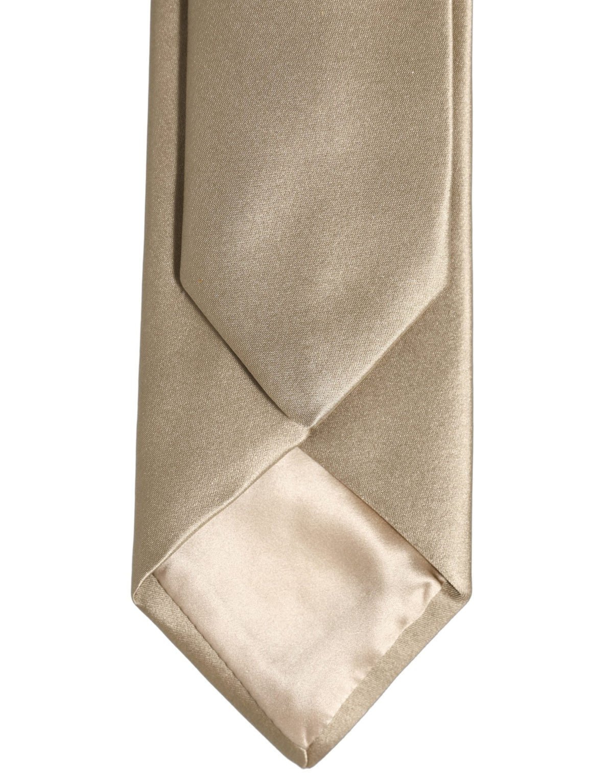 Dolce & Gabbana Beige Satin Silk Adjustable Tied Necktie Accessory Tie