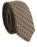 Dolce & Gabbana Brown Patterned Wool Adjustable Necktie Men Accessory Tie