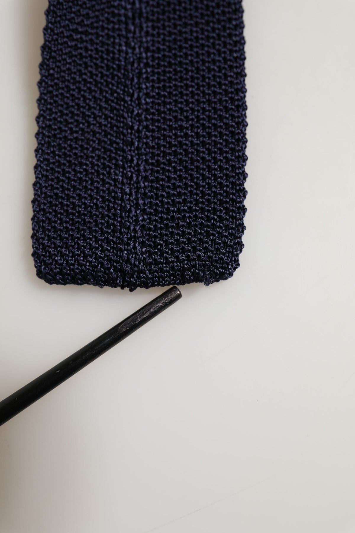Dolce & Gabbana Dark Blue Textured Knitted Adjustable Necktie Accessory Tie