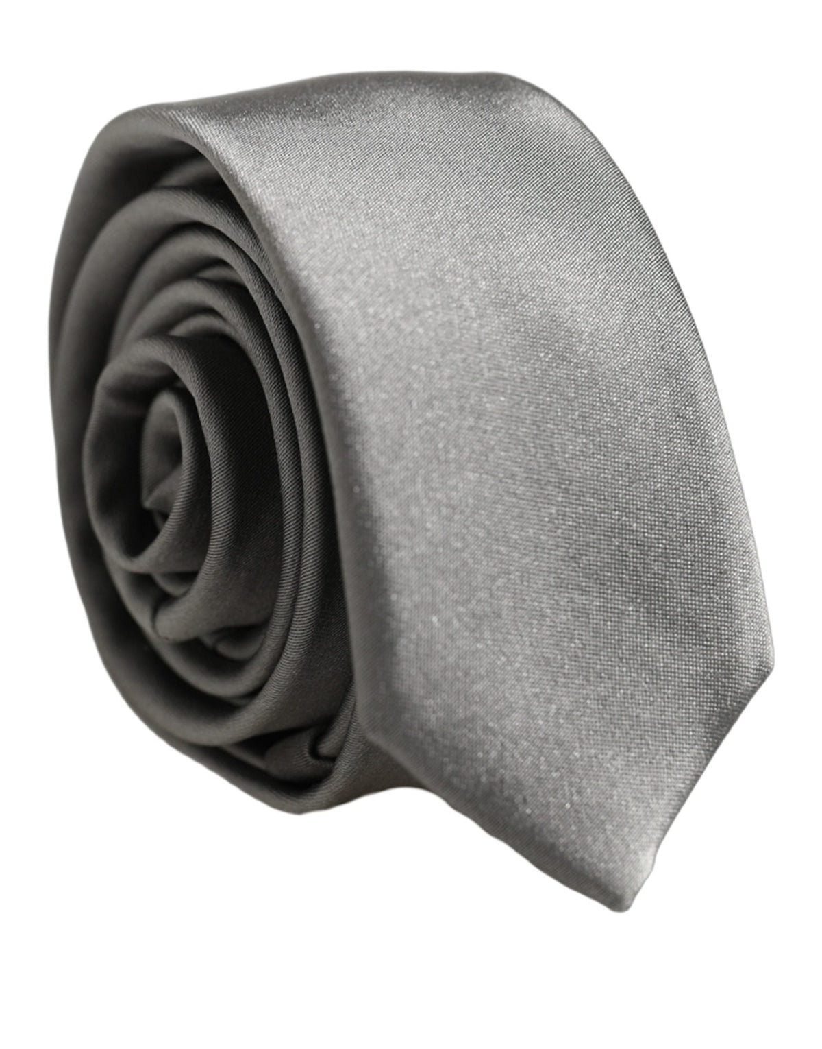 Dolce & Gabbana Gray Satin 100% Silk Adjustable Tied Men Necktie Tie