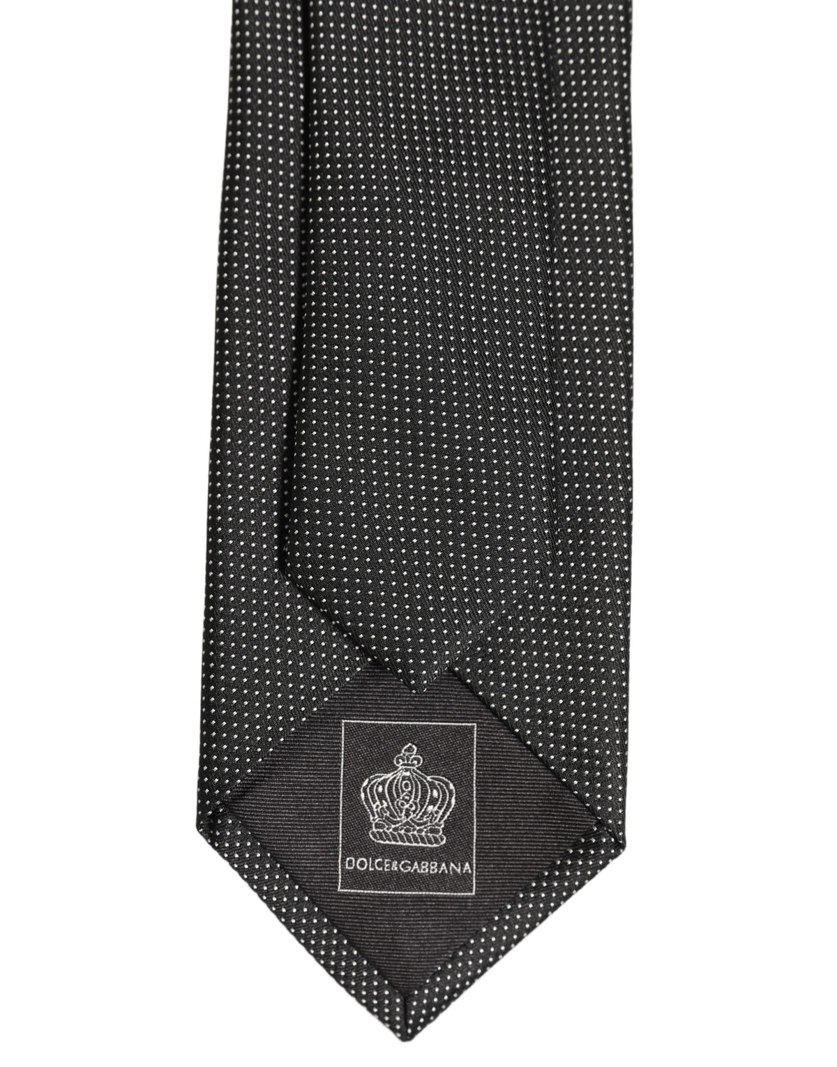Dolce & Gabbana Black Silk Micro Polka Dot Adjustable Tied Necktie Tie